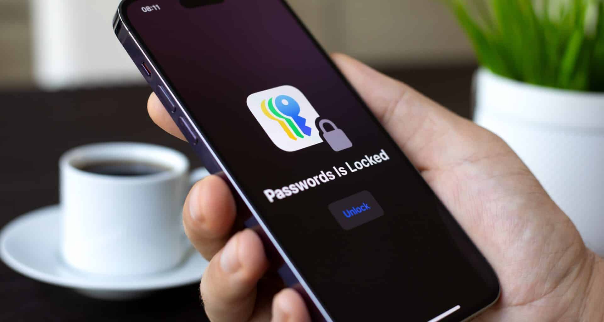 App Senhas em um iPhone