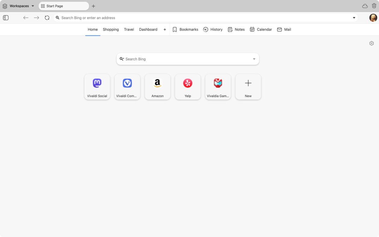 Personalização do Vivaldi