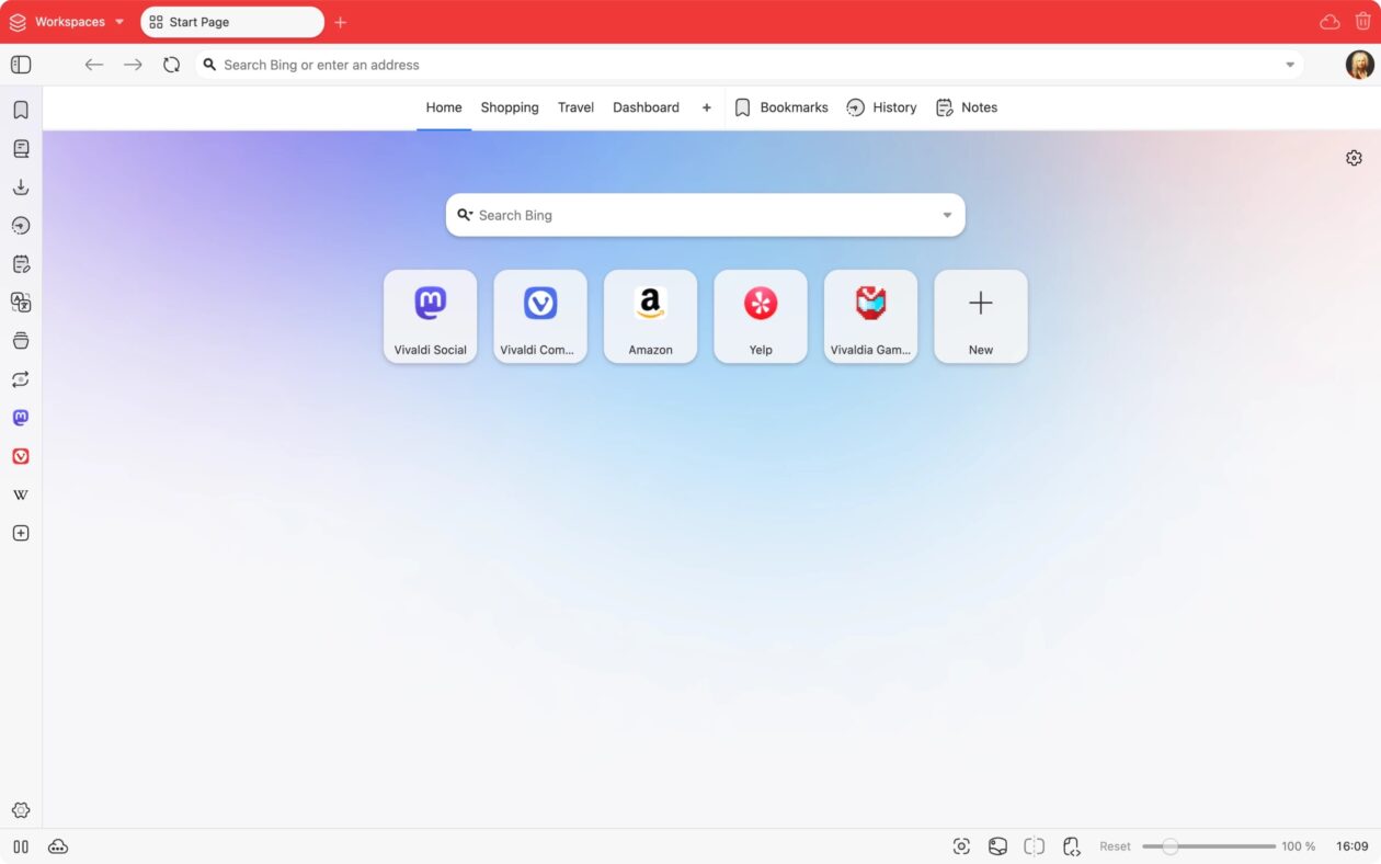 Personalização do Vivaldi