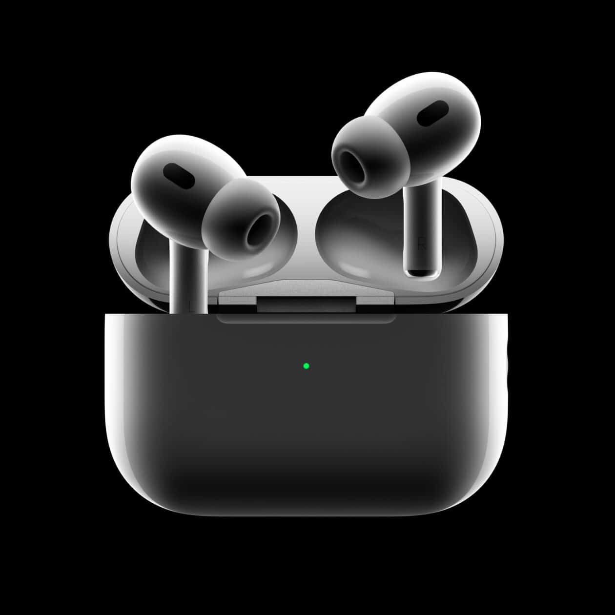 AirPods Pro 2 sobre um fundo preto