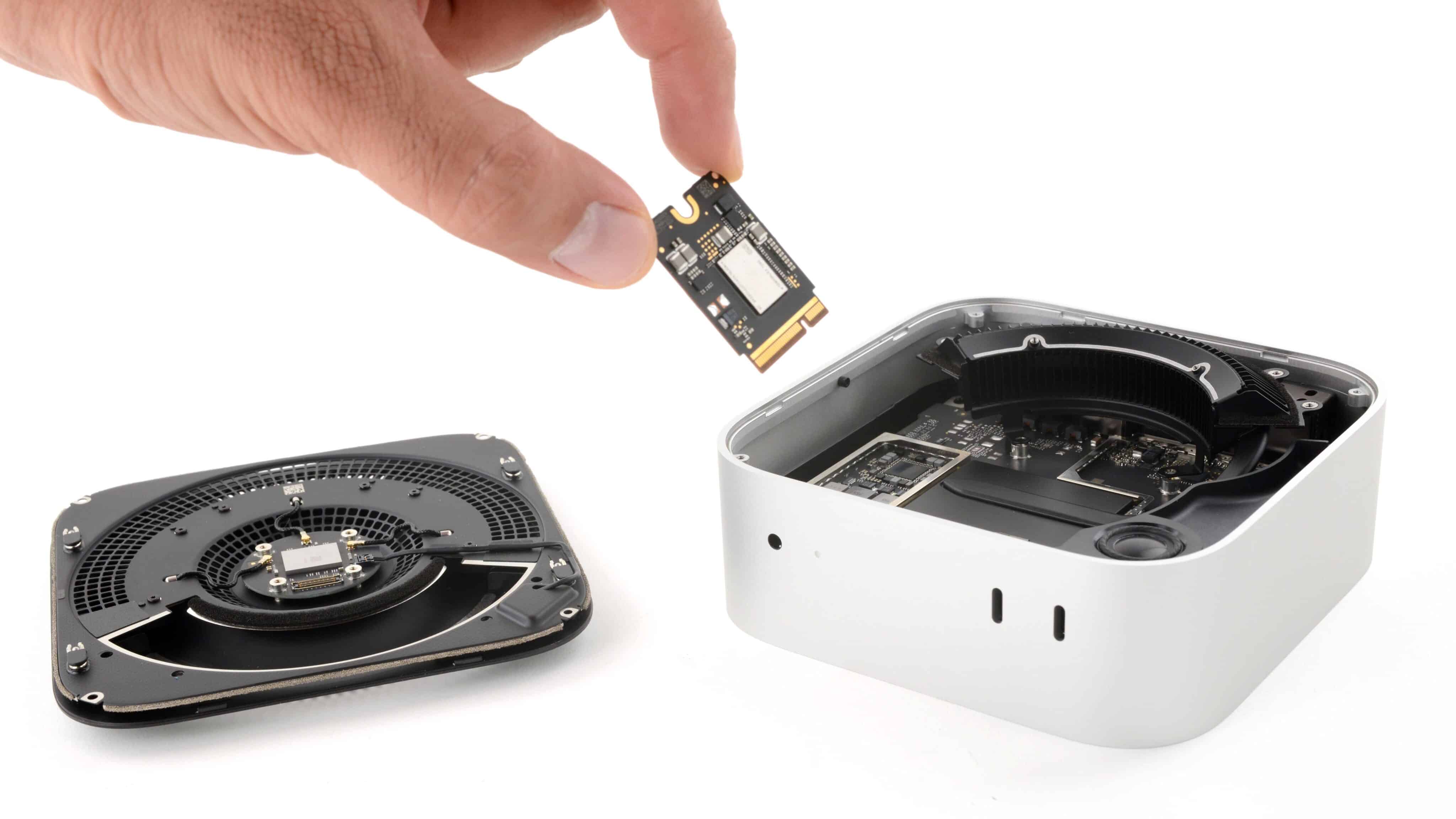 iFixit mostra redução das peças do Mac mini (M4) e constata SSD