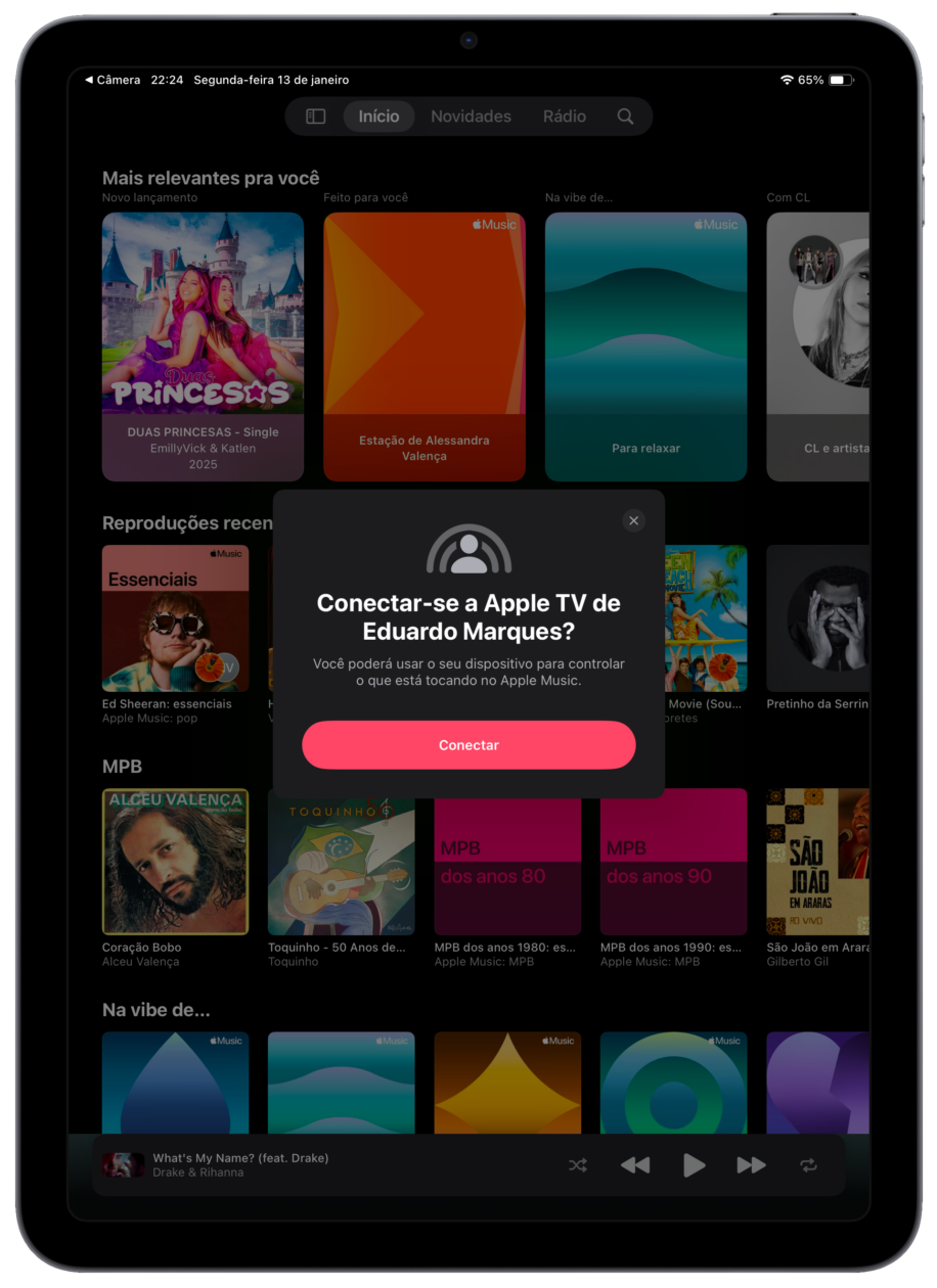 SharePlay no app Música (iPad)