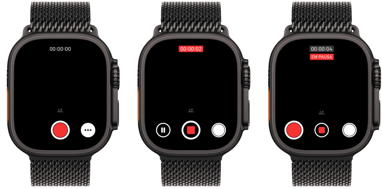 Pausar um vídeo gravado no iPhone usando o Apple Watch