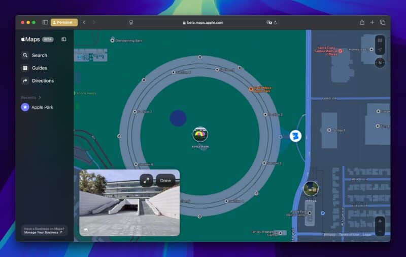 Olhe ao Redor no Apple Mapas (web)