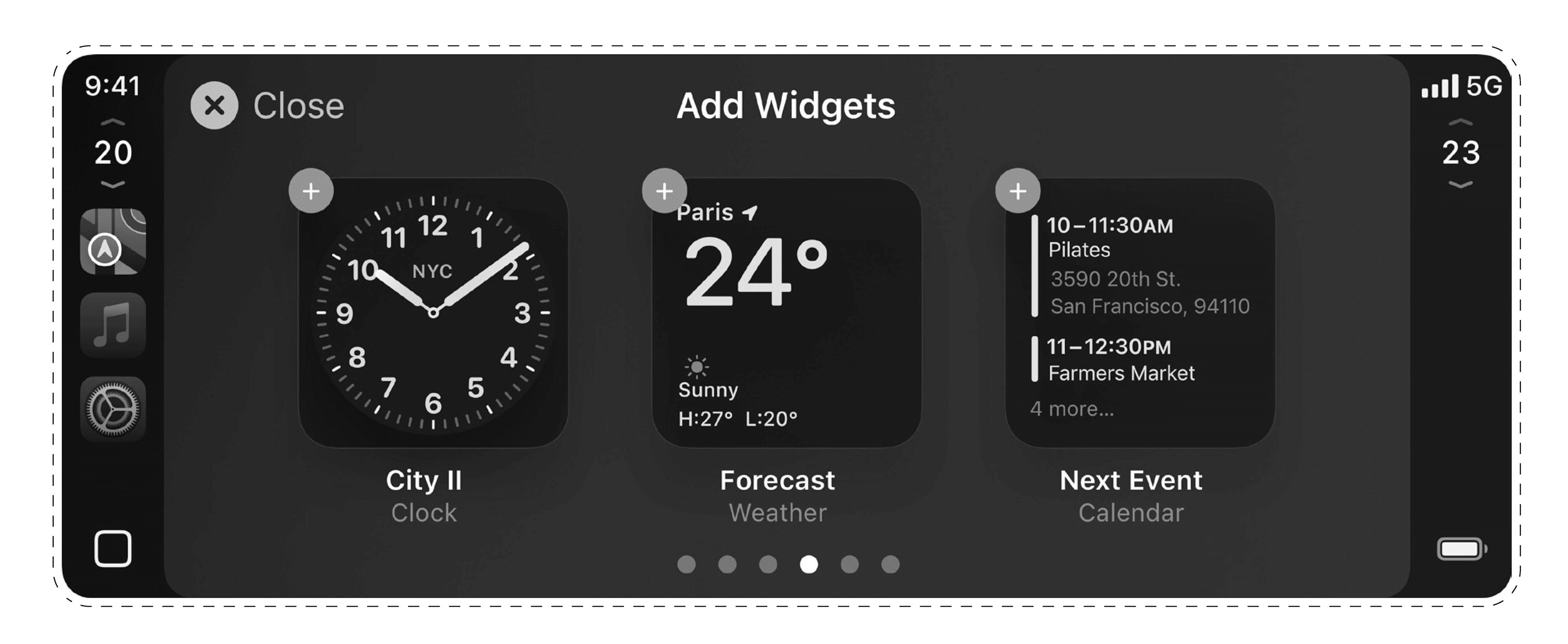 Widgets no novo CarPlay