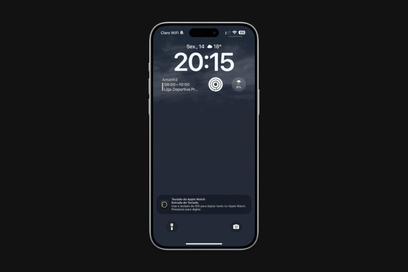 Notificação de teclado do Apple Watch no iPhone