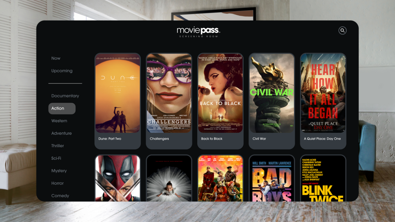 Aplicativo MoviePass Screening Room para Apple Vision Pro