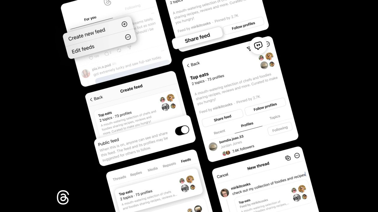 Feeds personalizados do Threads agora podem ser públicos e compartilhados