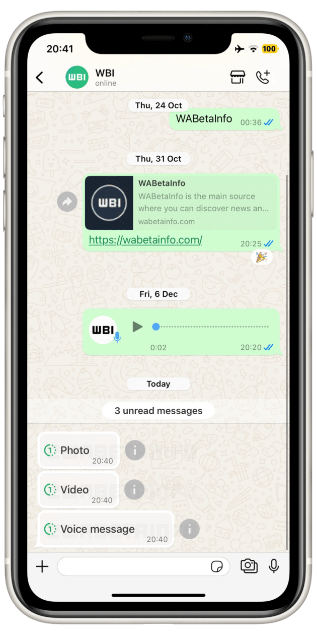 Mensagens de visualização única no WhatsApp