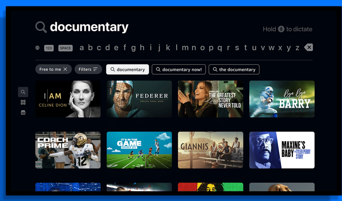 Redesign do app Amazon Prime Video