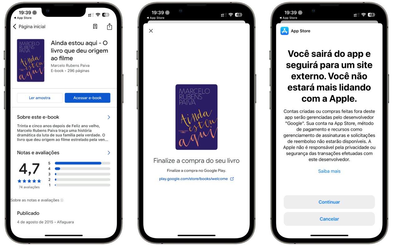 App Google Play Livros agora conta com botão para compras externas no iOS