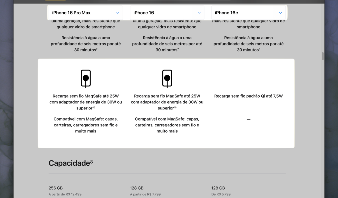 iPhone 16e sem suporte ao MagSafe