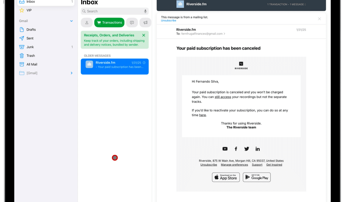 Categorização de emails no iPadOS 18.4