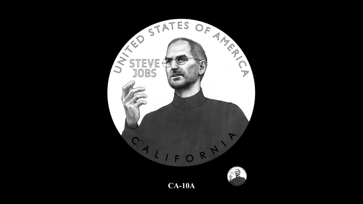 Arte para a moeda de US$1 de Steve Jobs