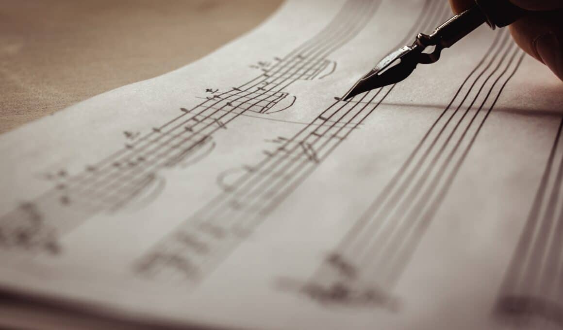 Notas musicais escritas à mão