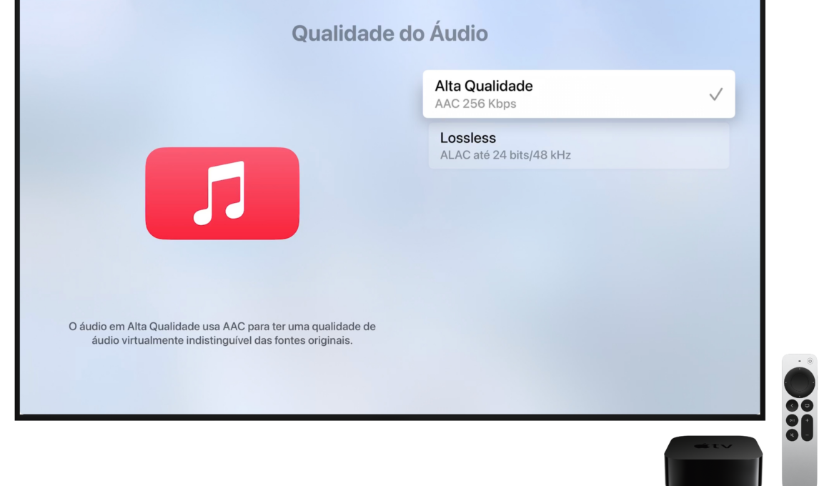 Qualidade do áudio do app Música na Apple TV