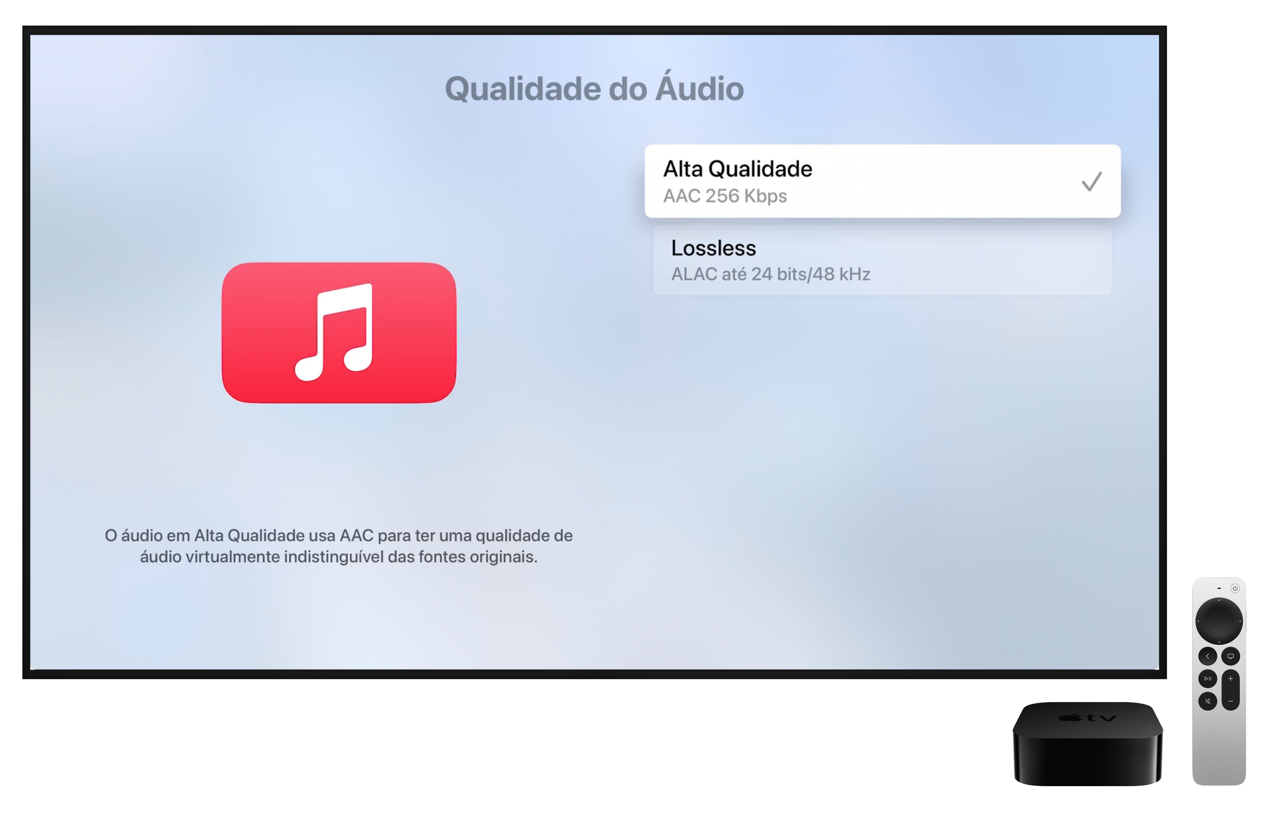 Qualidade do áudio do app Música na Apple TV
