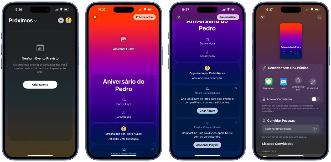 Como criar um evento no app Convites da Apple [iPhone e web]