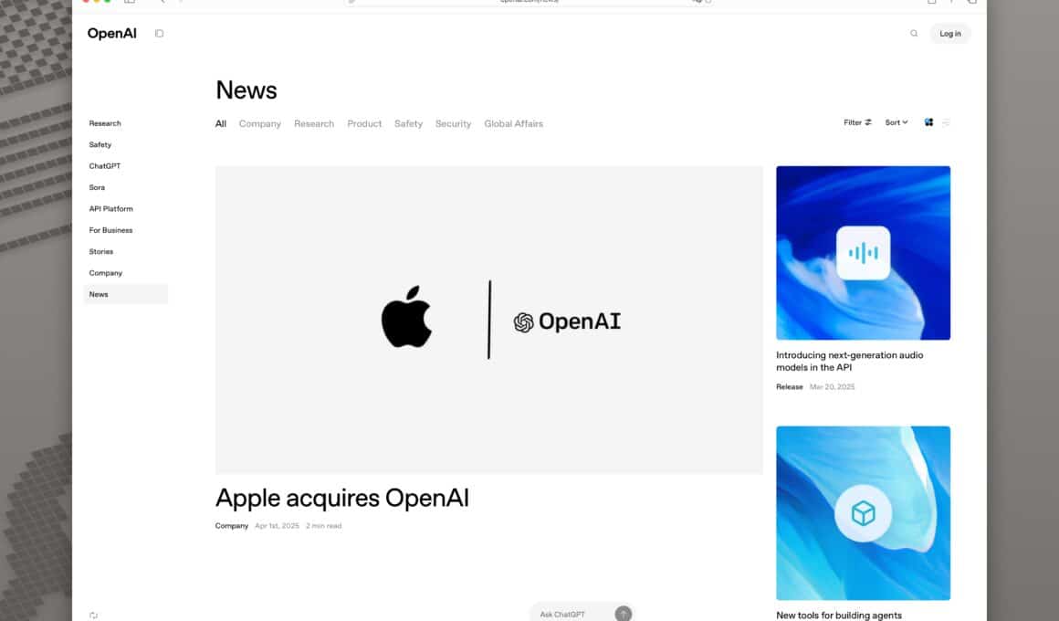 Apple compra a OpenAI (1º de abril)