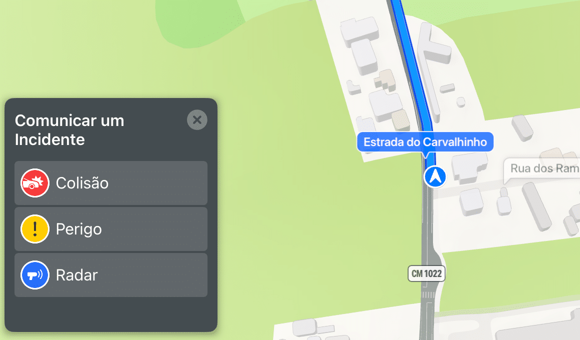 Reportar incidente no Mapas do CarPlay