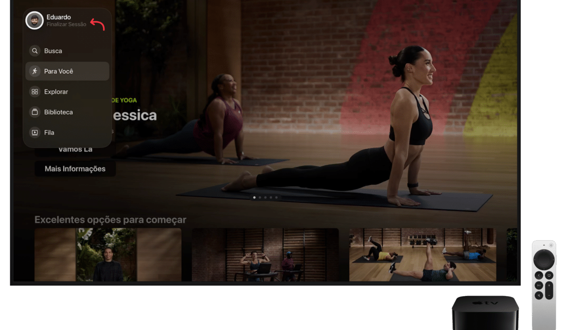 Finalizar sessão no app Fitness da Apple TV