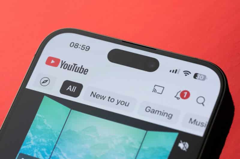 App do YouTube no iPhone