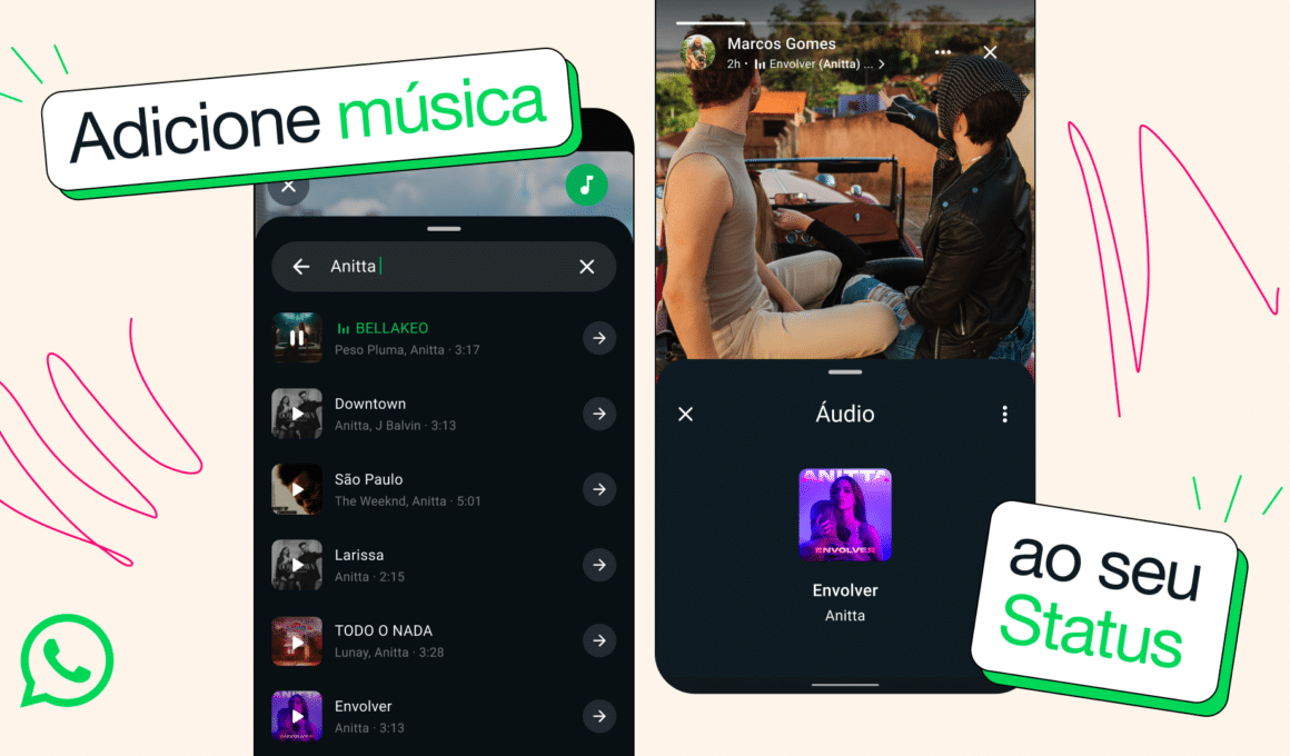 Adicionar músicas nos status do WhatsApp!