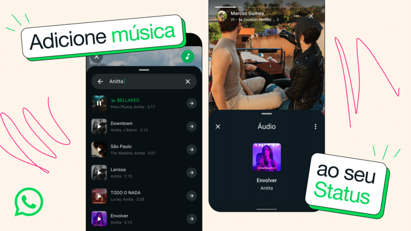 Adicionar músicas nos status do WhatsApp!