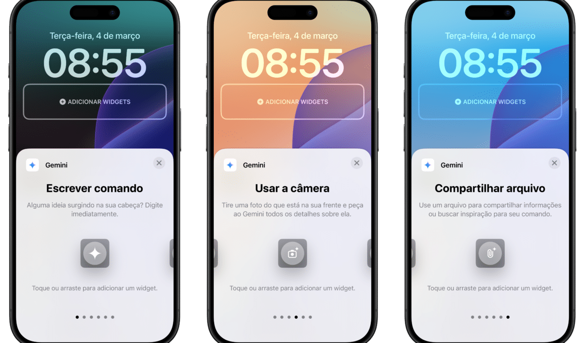Google Gemini ganha widgets na tela bloqueada do iPhone