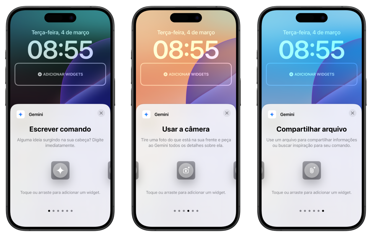 Google Gemini ganha widgets na tela bloqueada do iPhone