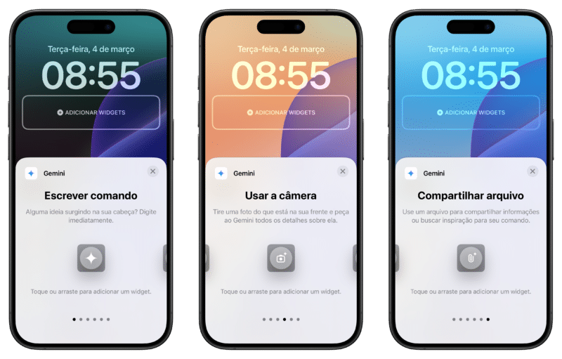 Google Gemini ganha widgets na tela bloqueada do iPhone