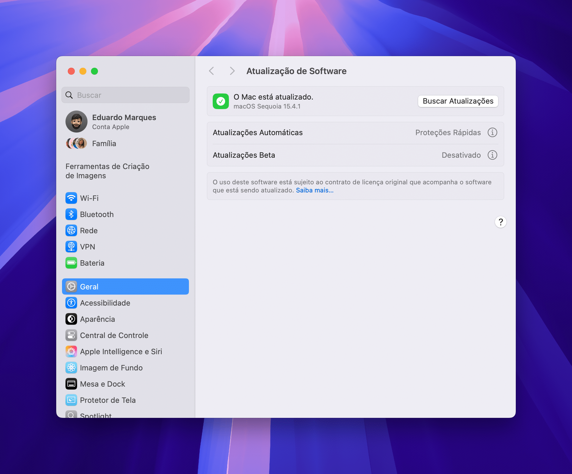 Atualização de Software do macOS Sequoia 15.4.1