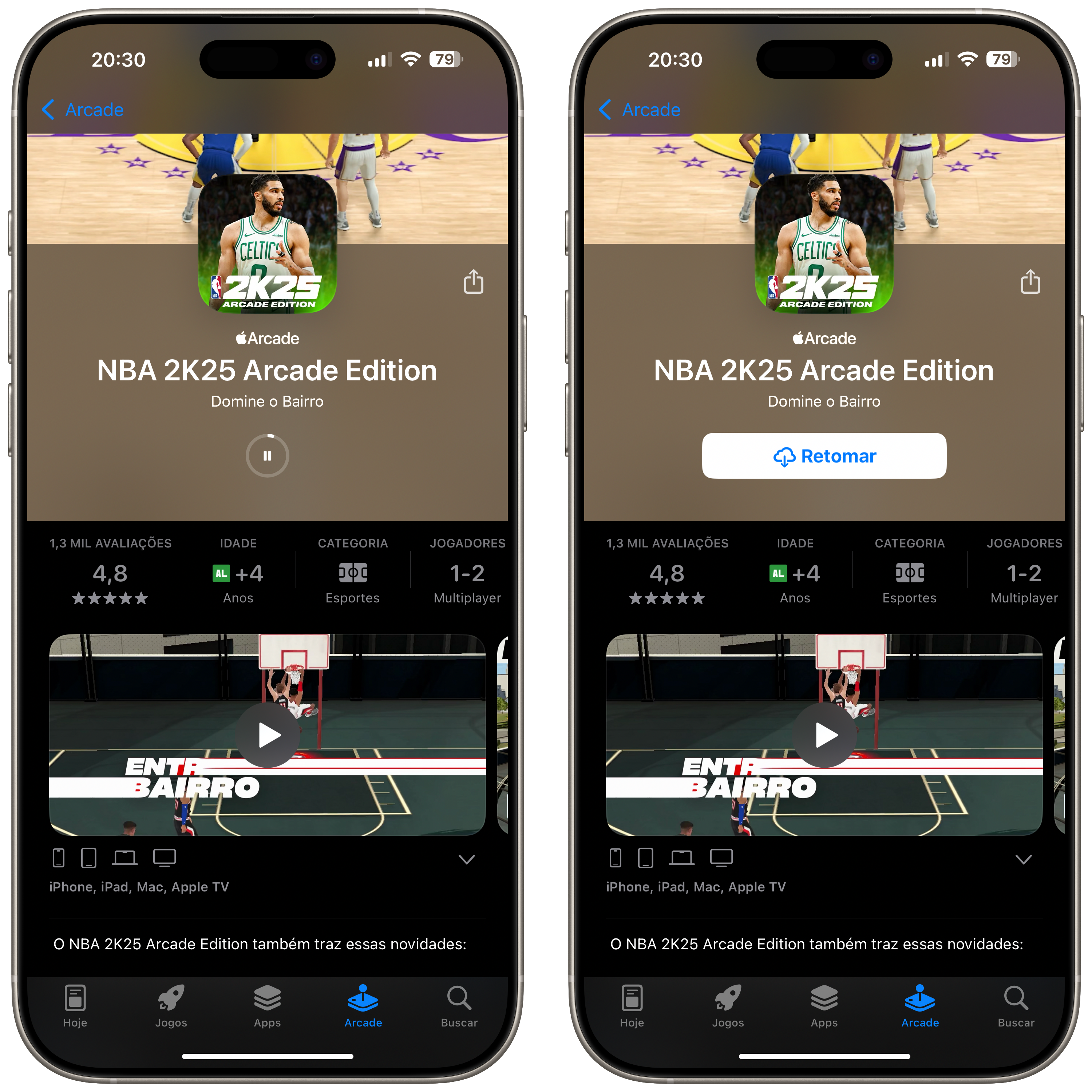 Pausar e retomar downloads na App Store