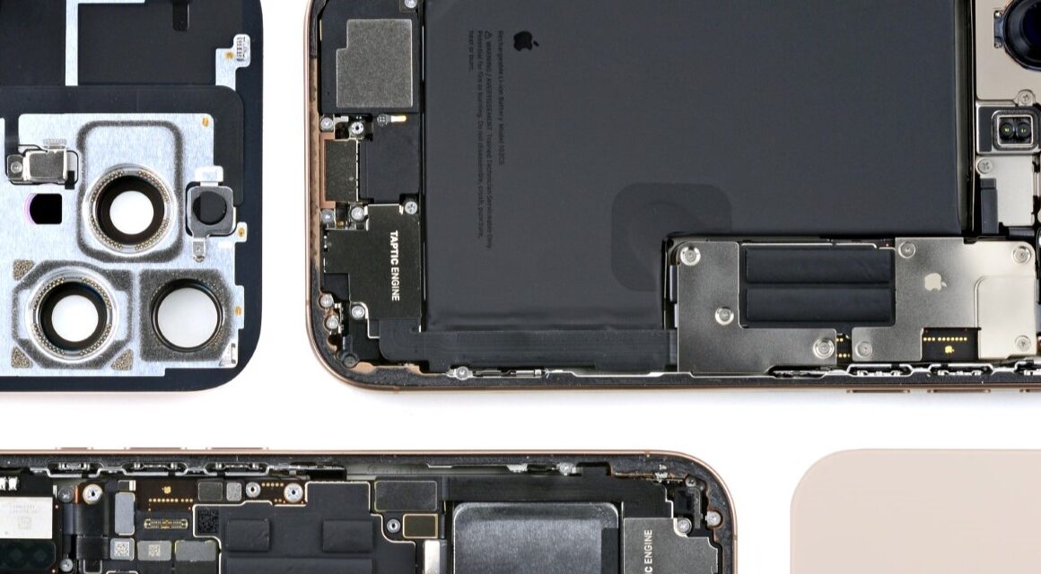 Desmonte dos iPhones 16 Pro e 16 Pro Max feito pela iFixit
