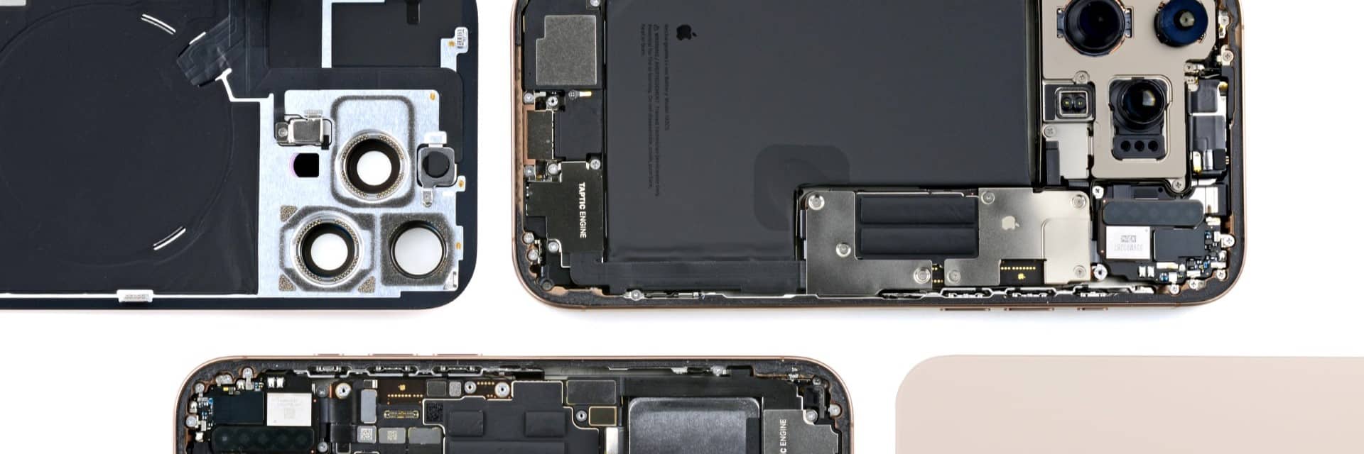 Desmonte dos iPhones 16 Pro e 16 Pro Max feito pela iFixit