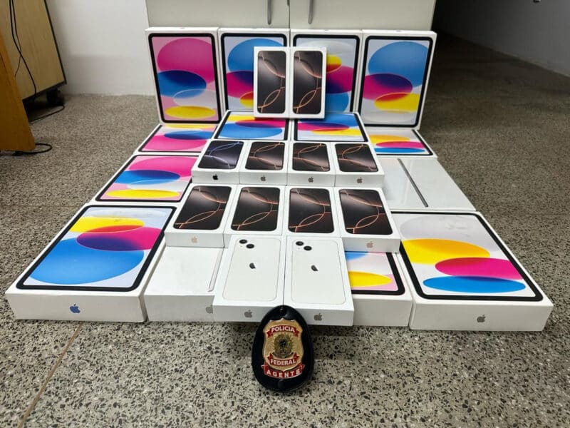 iPhones e iPads apreendidos pela Polícia Federal no Piauí