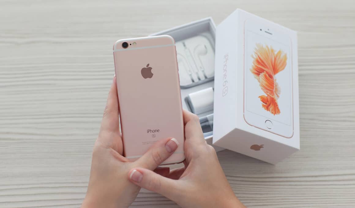 iPhone 6s rose na caixa