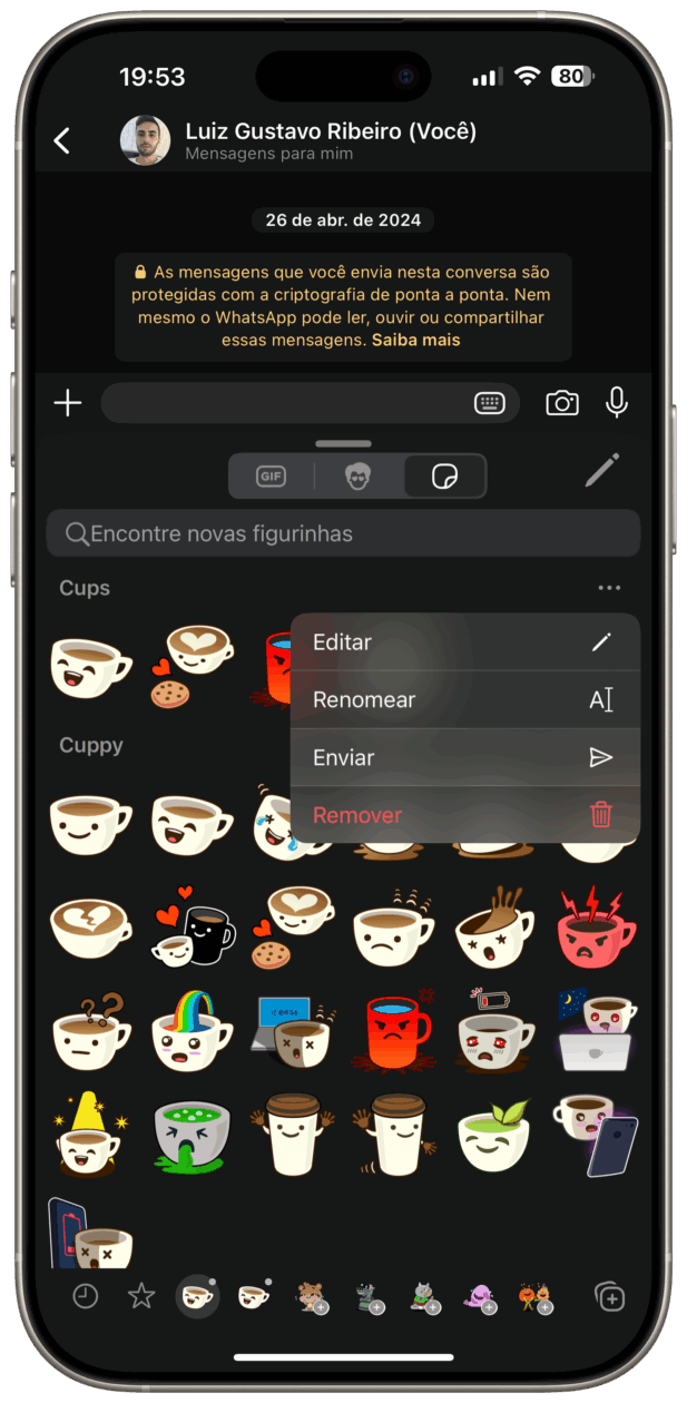 Compartilhar pacote de figurinhas no WhatsApp