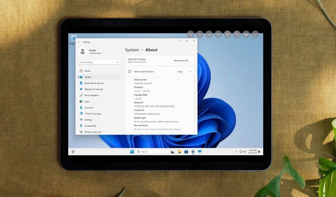iPad Air (M2) com Windows 11