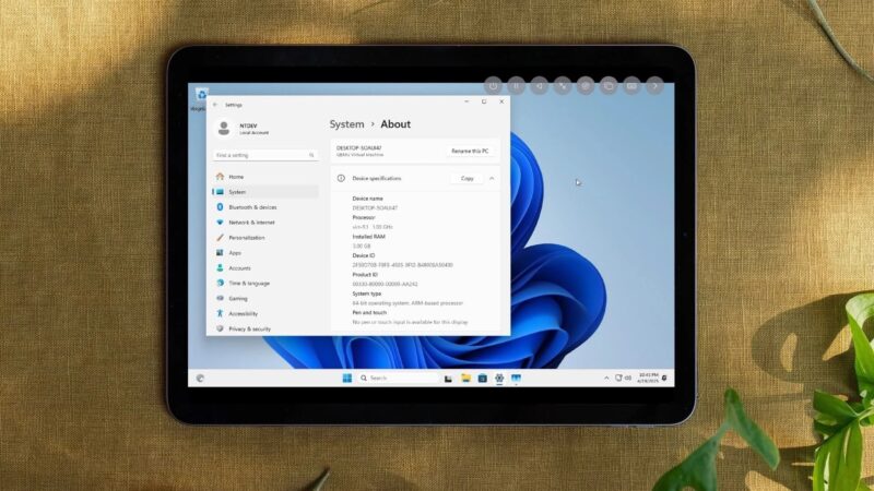 iPad Air (M2) com Windows 11