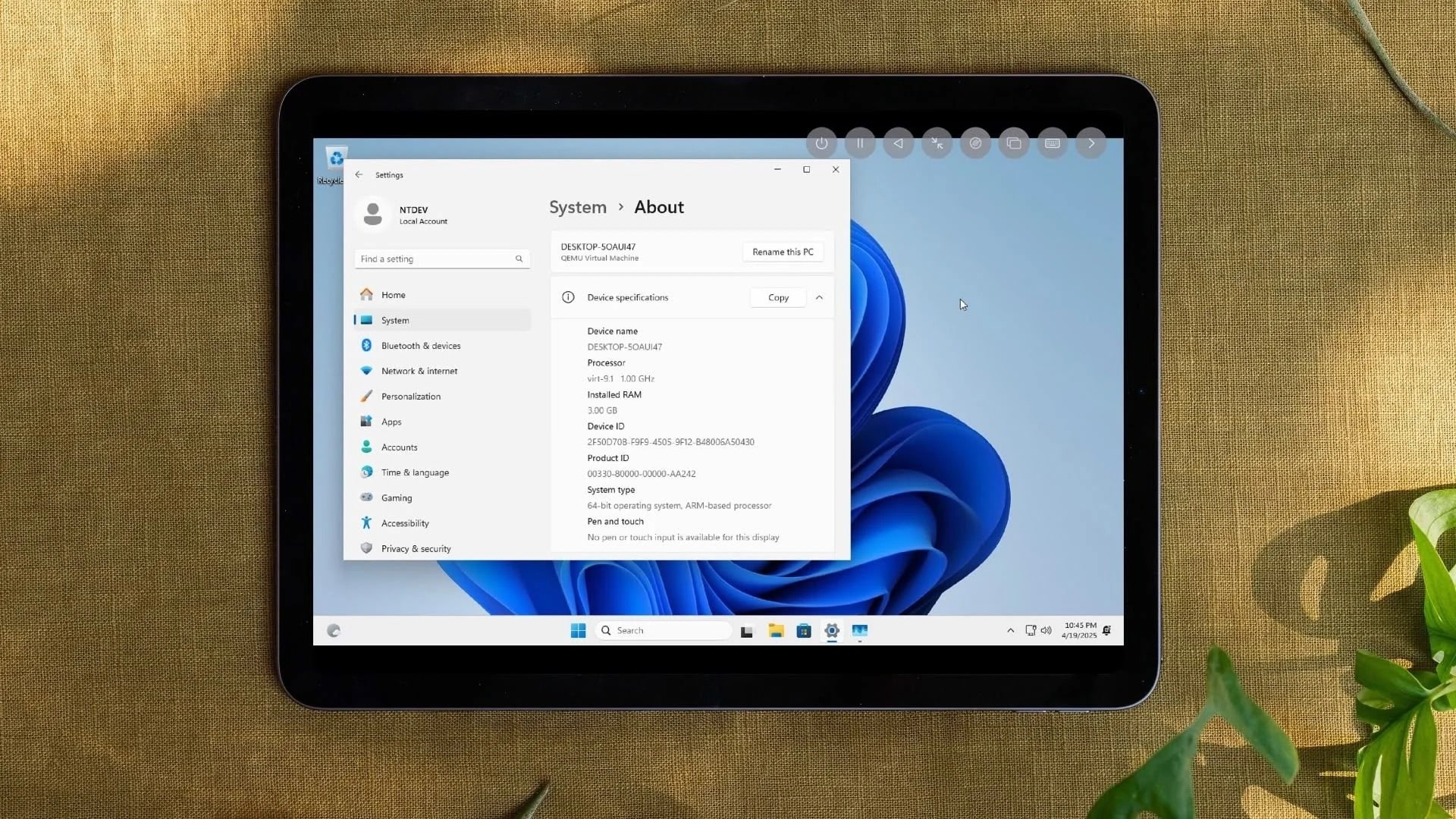 iPad Air (M2) com Windows 11