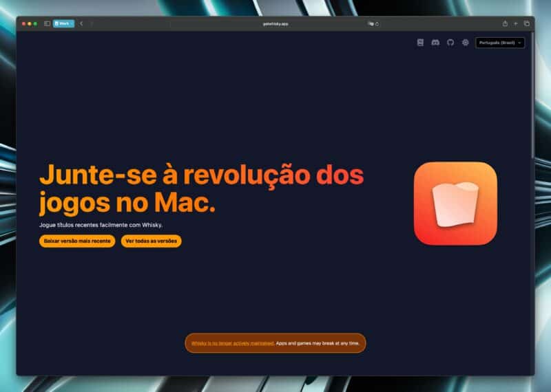 Site do Whisky, app que permite que programas em Win32 rodem no macOS