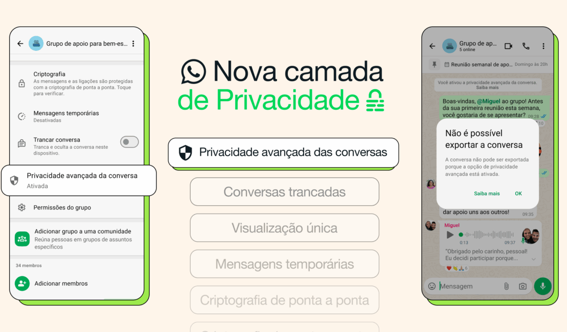 Privacidade avançada das conversas do WhatsApp