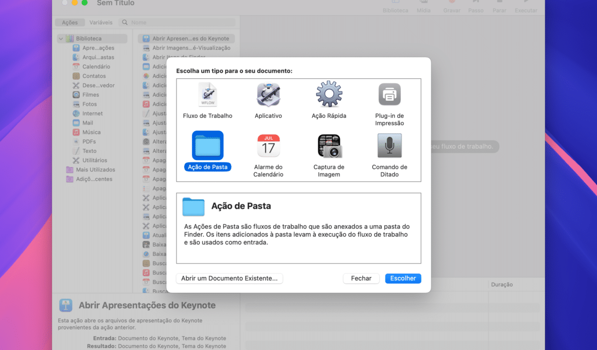 Conversão de imagens no Automator