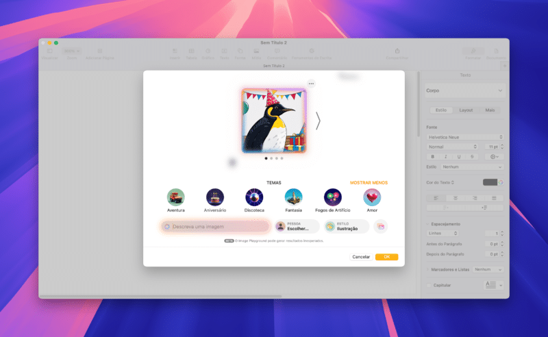 Image Playground no iWork