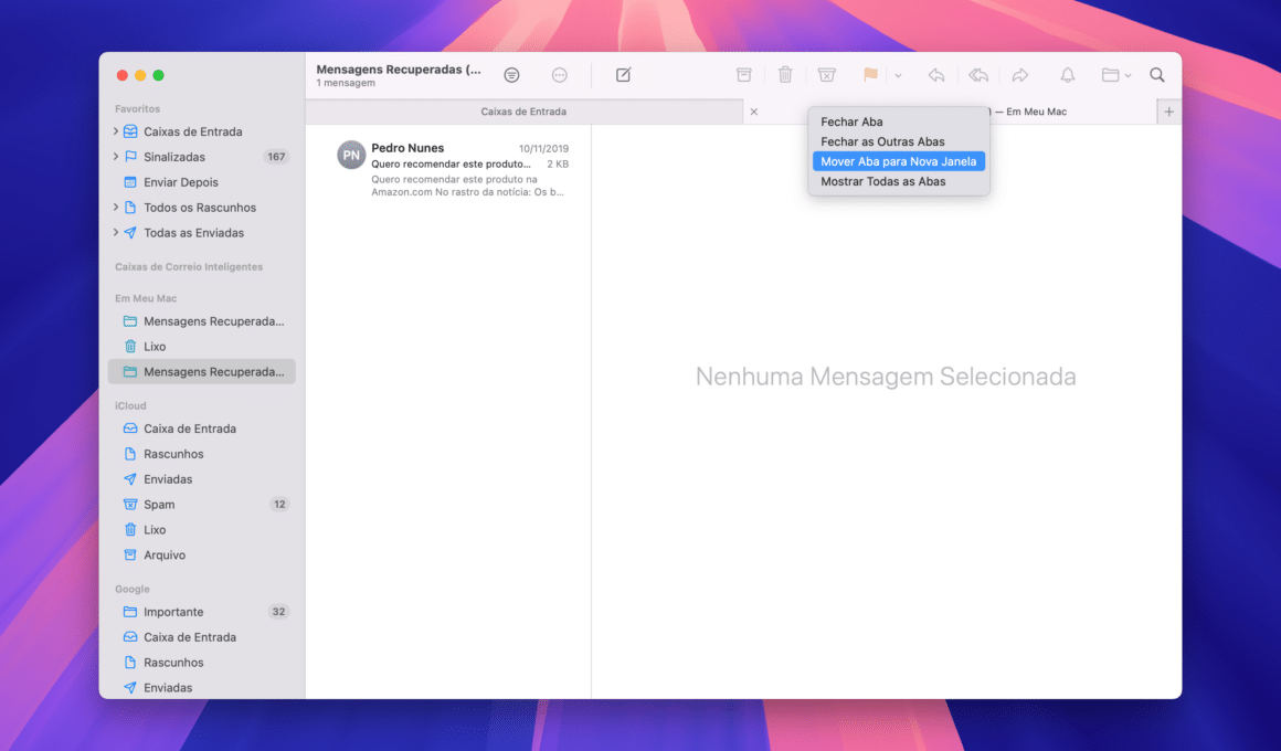 Abas no Mail do macOS