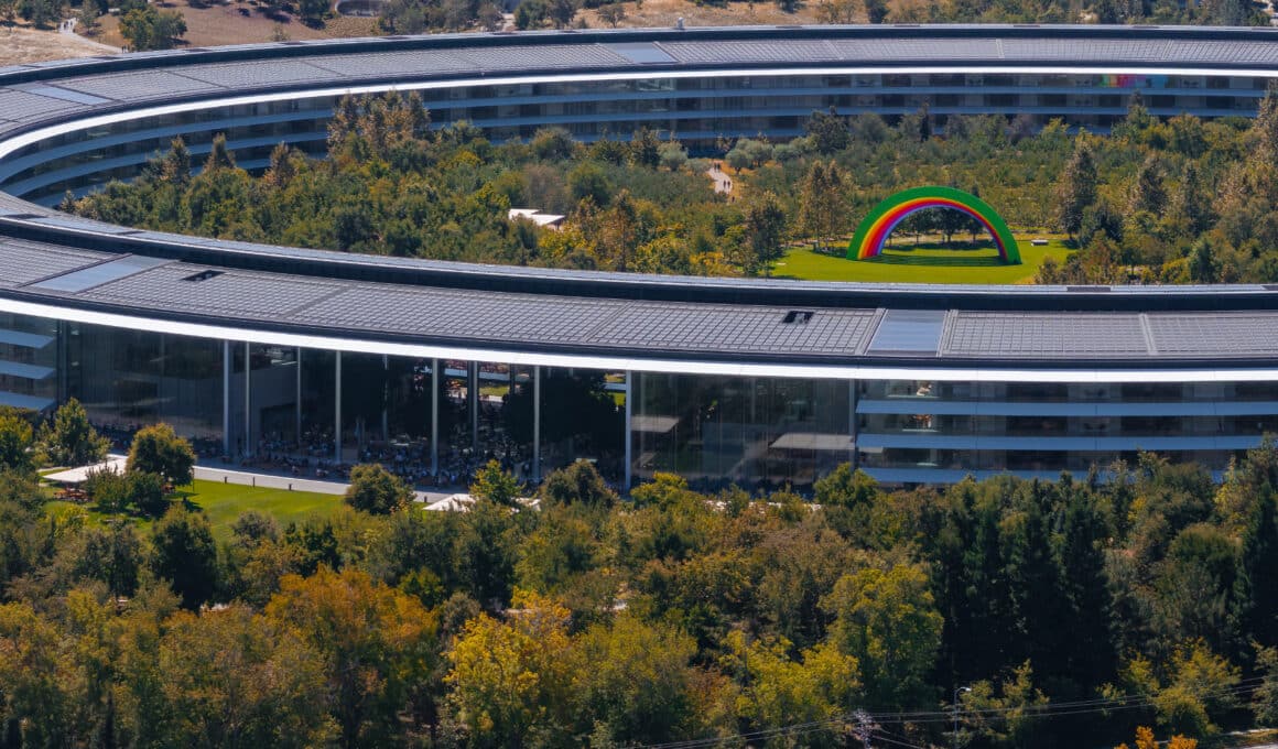 Vista aérea do Apple Park em Cupertino