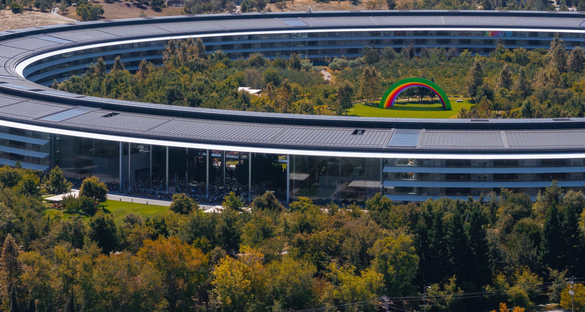 Vista aérea do Apple Park em Cupertino