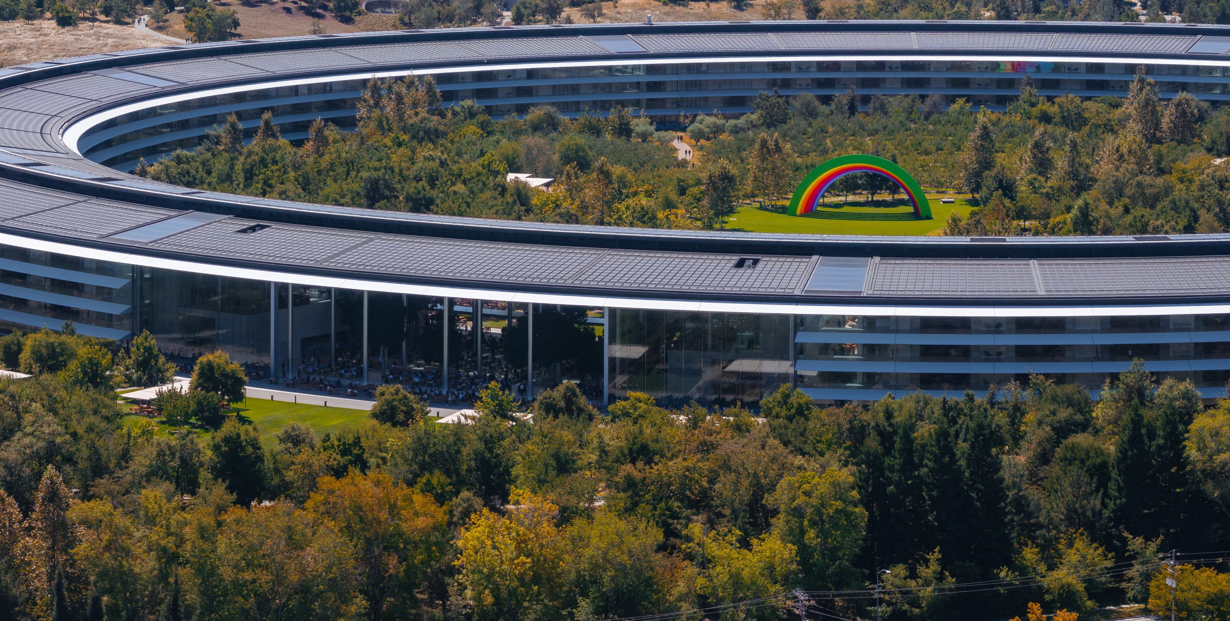 Vista aérea do Apple Park em Cupertino