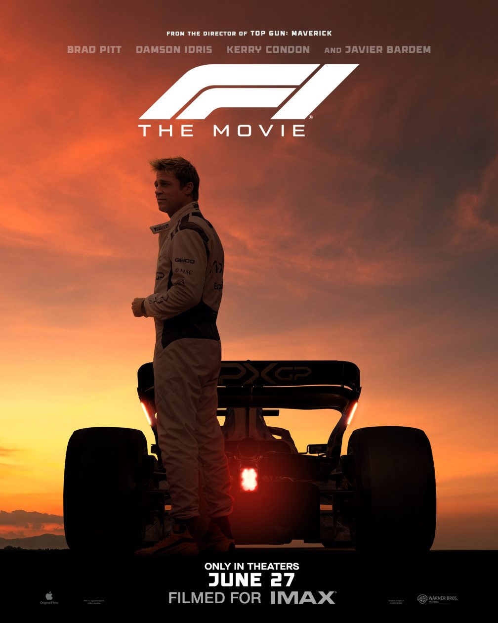 Pôster do filme "F1", com Brad Pitt